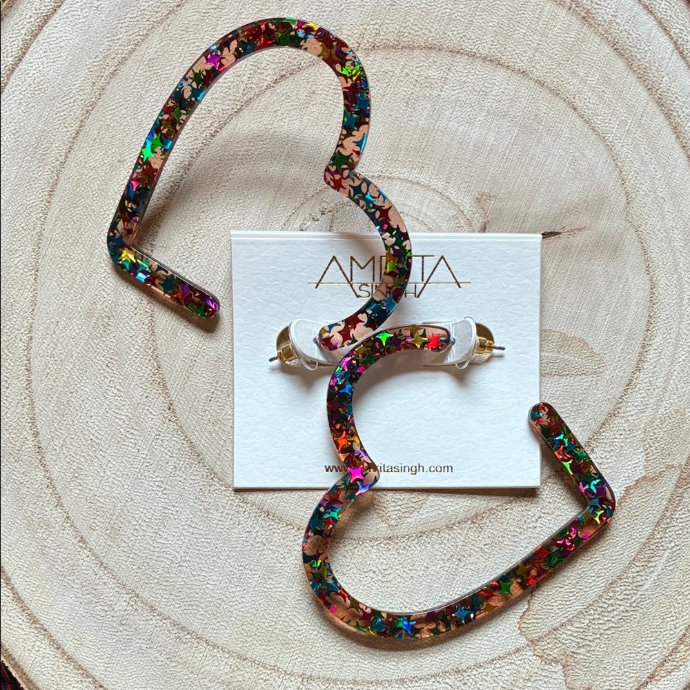 Amrita Singh Colorful Heart Hoops